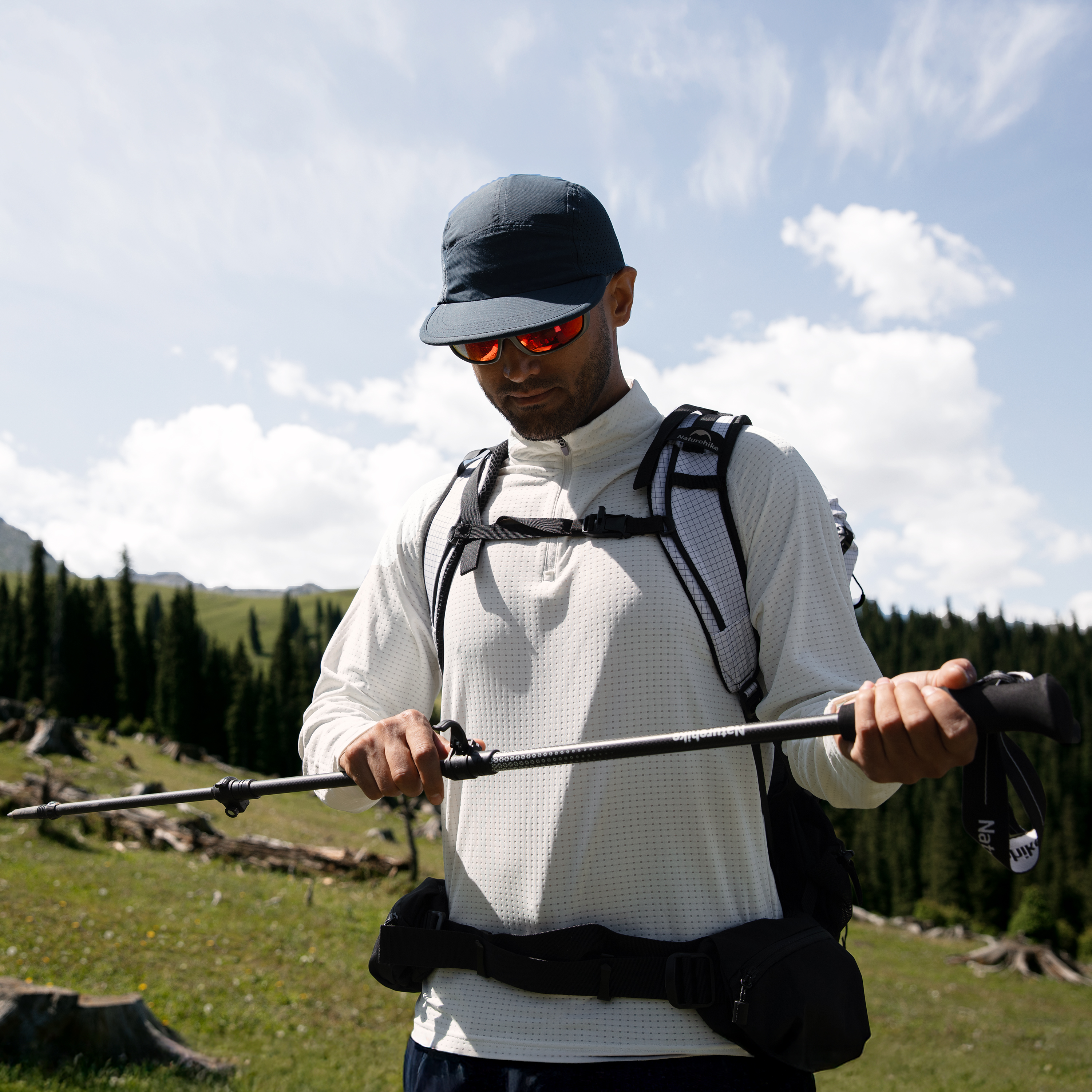 Naturehike Hoar Trek EXT1 karbonová treková hůl 3dílná 169 g – černá